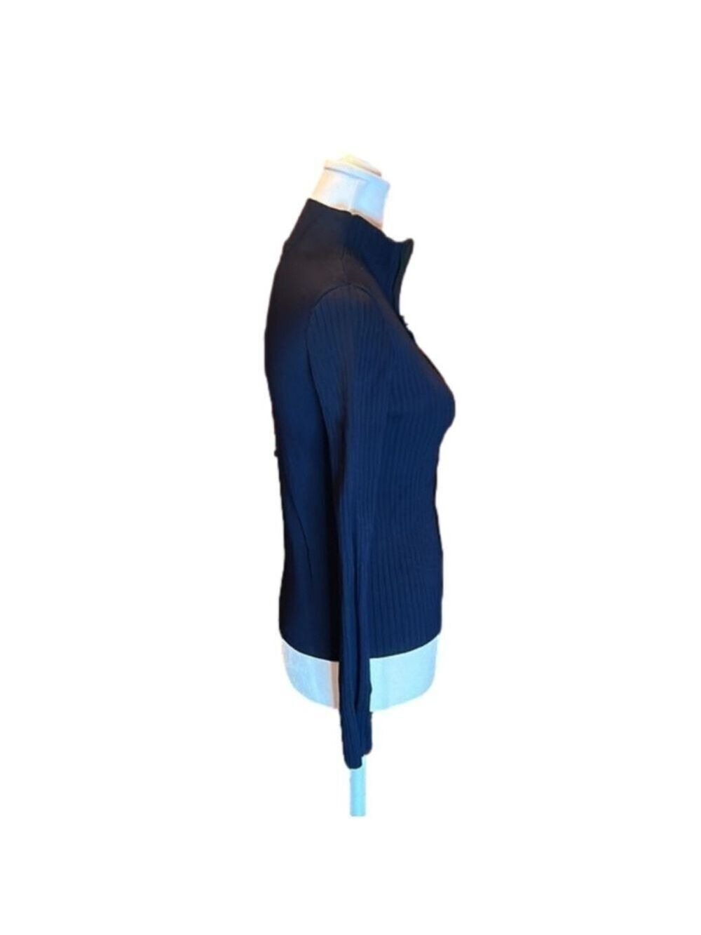 TOPSHOP BOUTIQUE Classy & Sharp Navy Blue Zip Up Sweater Size 2 - Picture 8 of 10